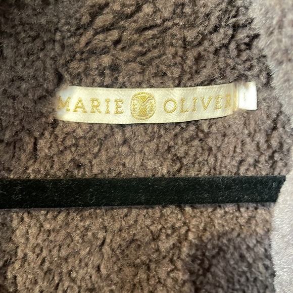 Marie Oliver Faux Suede Sherpa Fleece Lined Cropped Open Vest Large - Picture 3 of 6